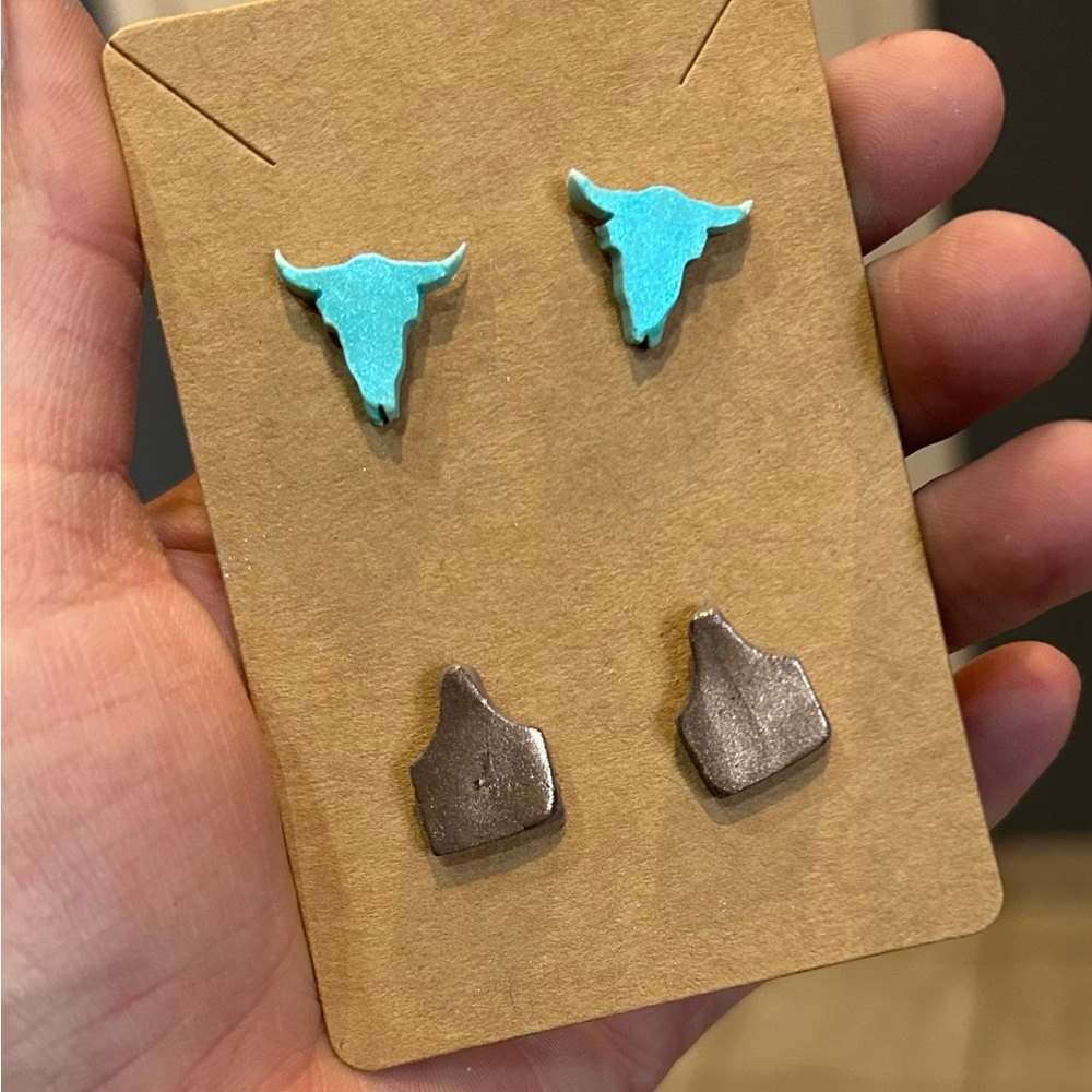 Longhorn and ear tag earrings